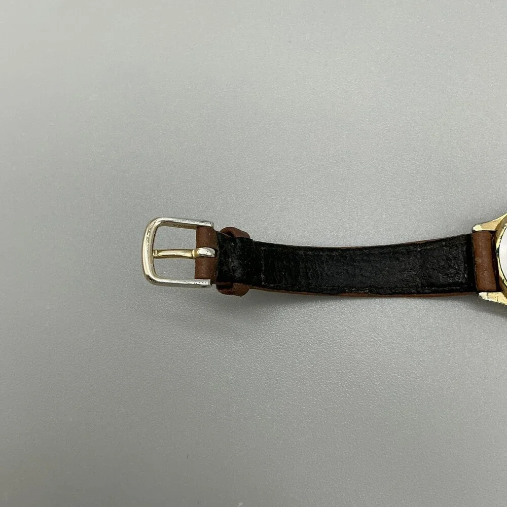 Vintage Timex Womens Watch 24mm Moon Phase Date Brown Leather New Battery